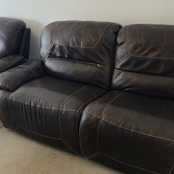 Leather Sofa and Loveseat Electric Recliners
