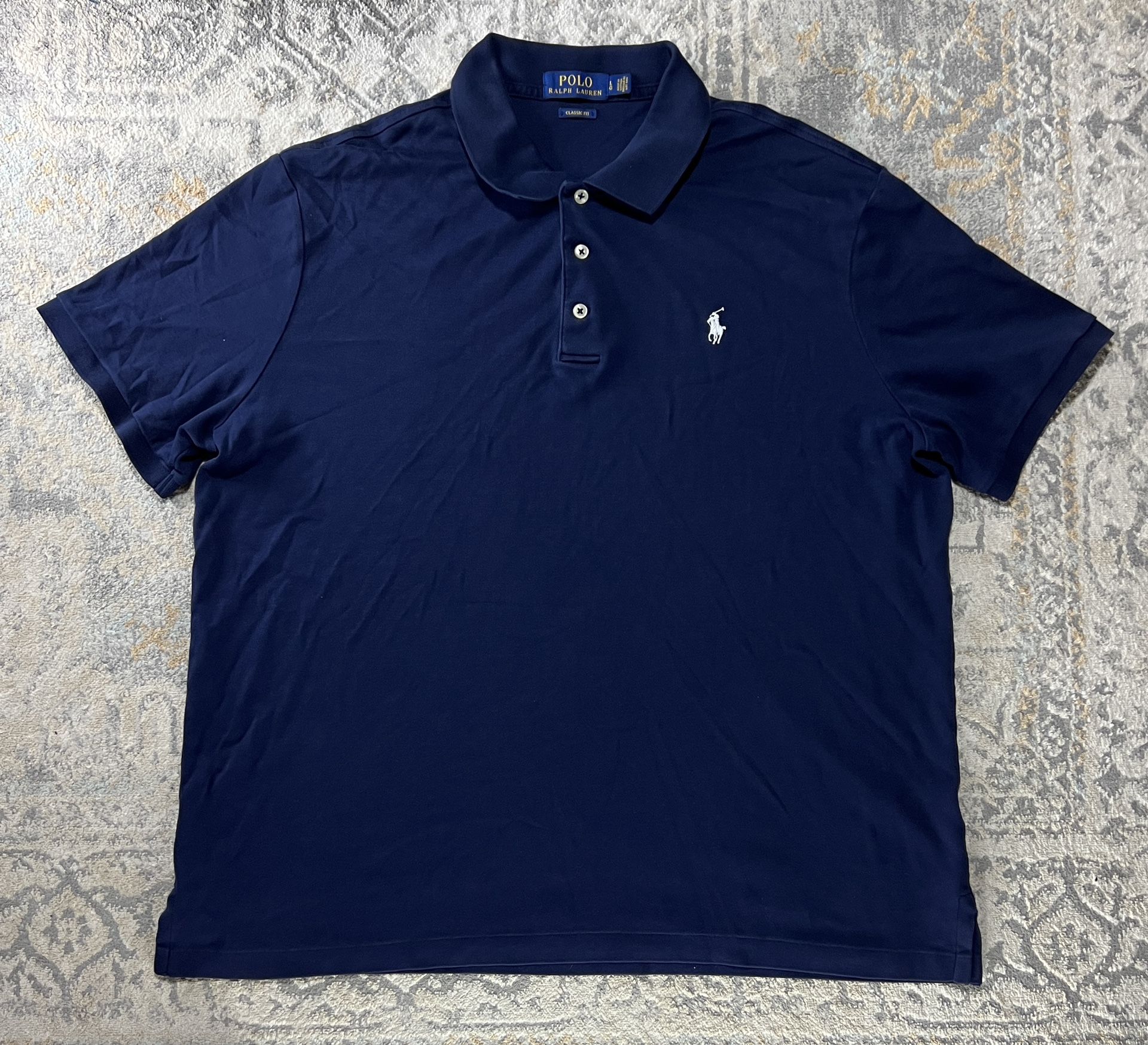 Ralph Lauren Polo Shirt Men's L Navy Blue Classic Fit Golf Casual Short Sleeve 