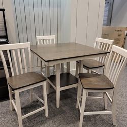 Brody White/Gray 5-Piece Counter Height Set /Dining table and Chairs for 