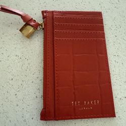 Ted Baker Orange Croc Zipper Wallet 