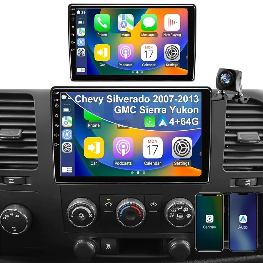 4+64GB 5GWiFi6 Upgrade Car Radio for GMC Sierra Chevy Silverado 1500 2007-2013, for Tahoe Yukon 2007-2014, for Equinox Acadia Savana 10"Touch Screen S