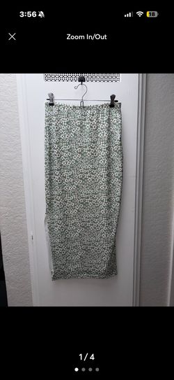 New Green & White Floral Bodycon Maxi Skirt