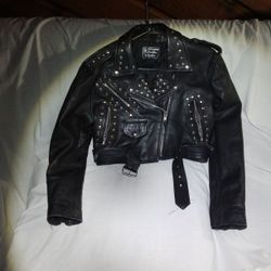 M/L? Woman's Leather Biker Coat