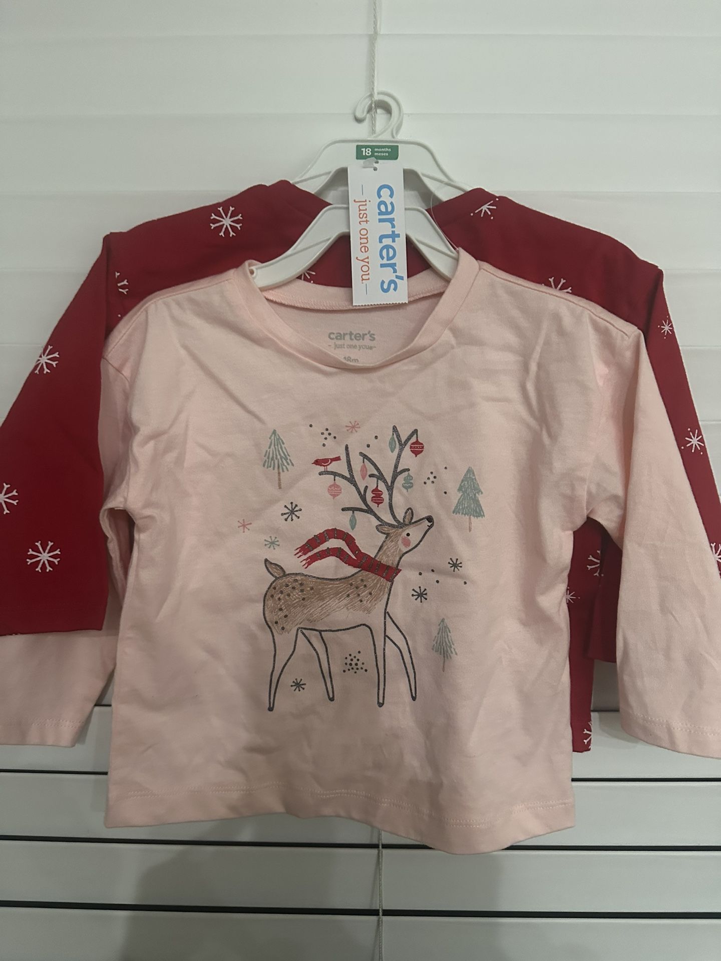 New Set Of Two Size 18 Month Carter’s Long Sleeve Christmas Shirts