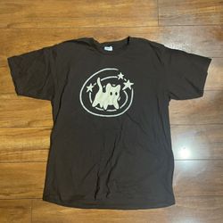 Brown and Cream Cotton Graphic T-Shirt Size L