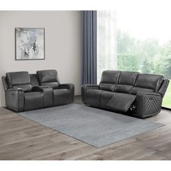 Dominick 2-Piece Leather Power Reclining Set – Dark Gray – $1,800 (Retail $4,500)