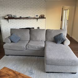 Living Spaces Hampstead Graphite Sofa w/ Reversible Chaise – $450