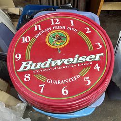 Budweiser Classic Bar Clock Vintage 1998 Larger Size 19 x 4 Anheuser-Busch St Louis