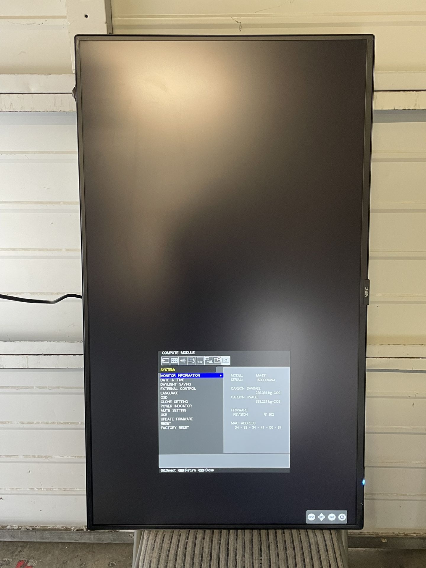 NEC MultiSync MA431 43” 4k UHD Digital Signage Display