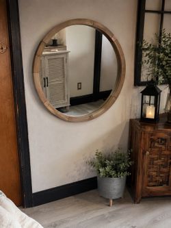 Large Round Solid Wood & Metal Wall Mirror | Farmhouse | Target | Retail $165