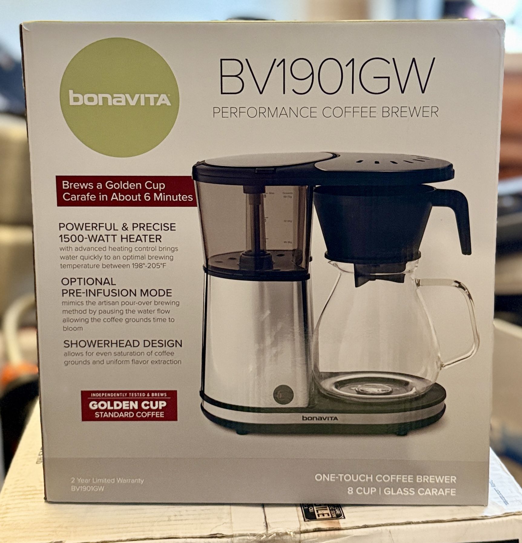 BRAND NEW*Bonavita Cup One Touch Coffee Maker Glass Carafe BV1901GW
