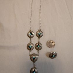 Native Turquoise Necklace And Matching Earrings 
