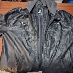 Black Leather Jacket With Hoodie