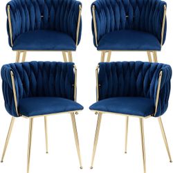  Dining Chairs Set of 4, Velvet Upholstered Dining Chairs with Gold Metal Legs, Modern Accent Chairs for Living Room, Dining Room, Kitchen 