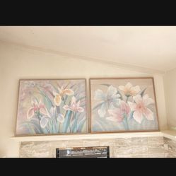 80’s Hand Painted Flower Wall Art