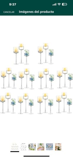 Juego de 10 portavelas de cristal alto para velas flotantes, portavelas de vidrio para velas de pilar, candelabros altos para centro de mesa, decoraci