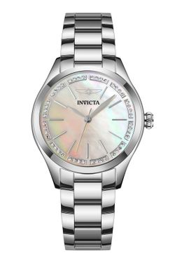 Invicta Silver Stainless Steel Women's Watch White Mother-of-Pearl Dial 70414