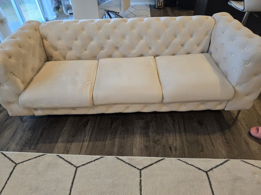 BEIGE VELVET SOFA