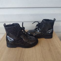 Wonder Nation Girl's Black Sparkle Zipper Boots (Size 10)