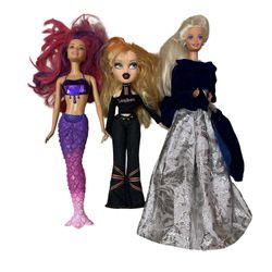 Bratz Cloe London Plus Barbie Mermaid and Formal Gown Doll Lot