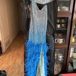Beautiful Blue Sequine Evening Gown Size 4