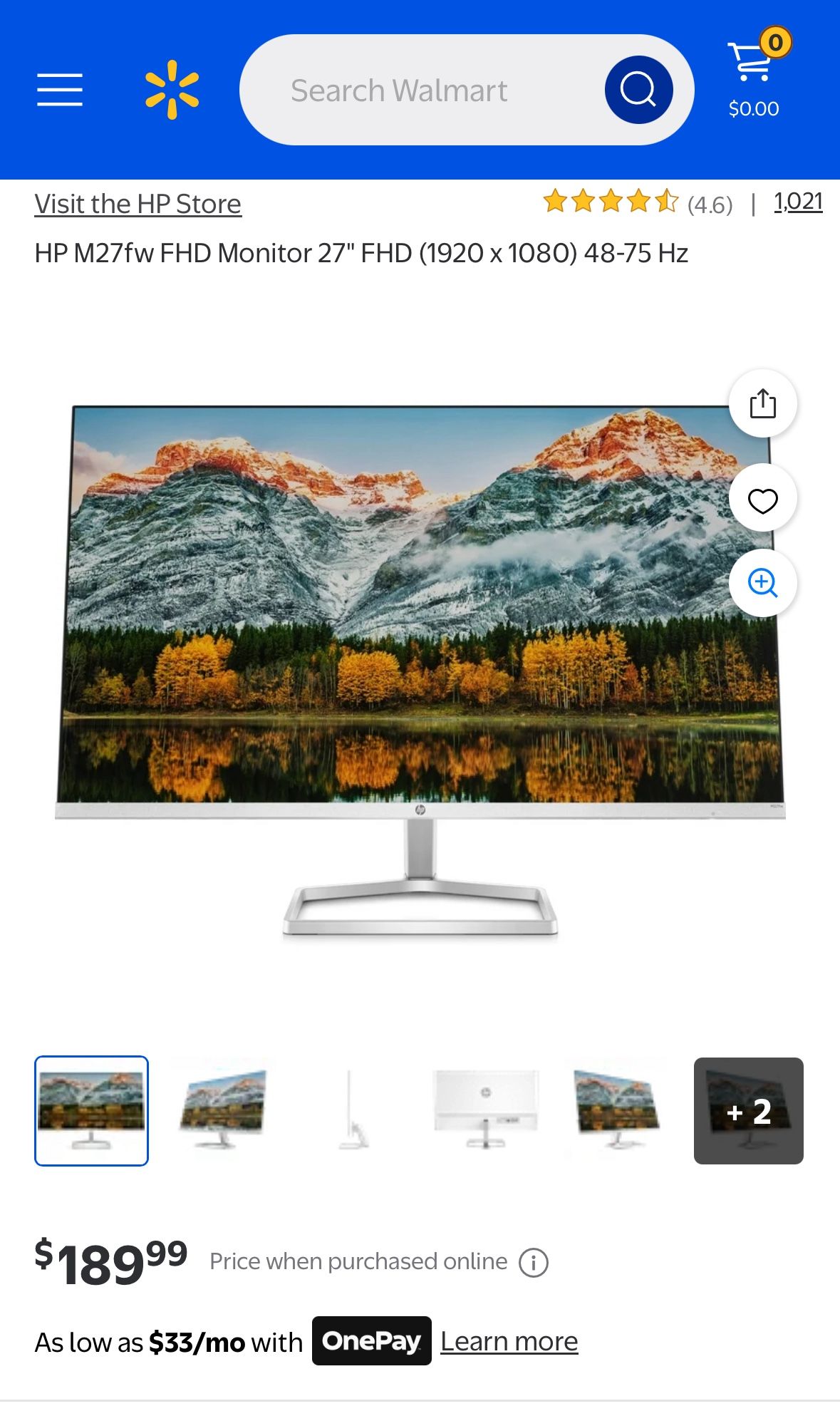 HP 27” Monitor - 2 Available 