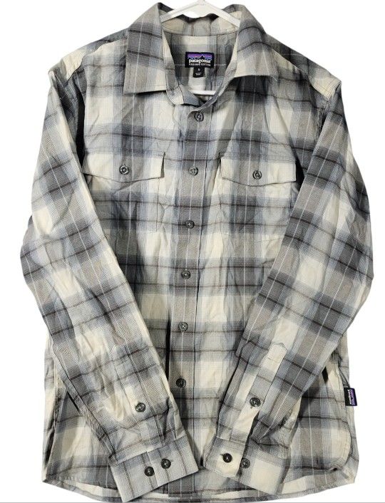 Patagonia Mens Long Sleeve Fjord Flannel Shirt Size S Plaid Organic Cotton Y2k