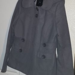 Jack Women's Grey Jacket/Coat with Hoodie
