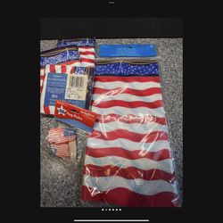 Red White And Blue Usa, Flag Table- cover, Napkins, & Flag Pics