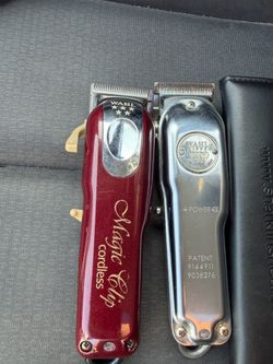 Barber clippers and shears.