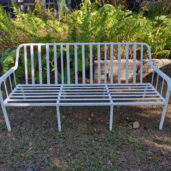 Vintage White Aluminum Bench with Vinyl Straps