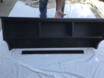 Pottery Barn Entry Way Wall Shelf with Hooks.