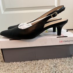 Liz Claiborne Womens Keith Pointed Closed Toe Kitten Heel Pumps