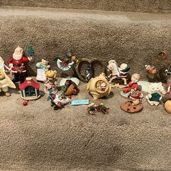 Hallmark lot of 20 Christmas ornament Santa Reindeer plane Mouse Metal Heart