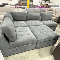 5pc Thomasville Tisdale Modular Sectional fabric couch sofa 