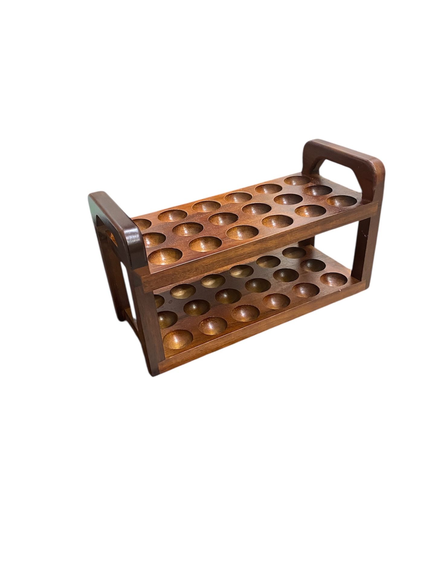Wooden Egg Holder with Carry Handle Holds 36 Eggs, Deviled Egg Plates, Countertop Storage Rack for Fresh & Easter Eggs, Cake Pops, Rustic Decor