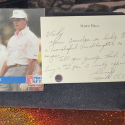 Mike Hill autographed Hand written Note on his stationary w/coa and top loader