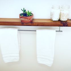 Dark Walnut Floating Shelf Towel Holder