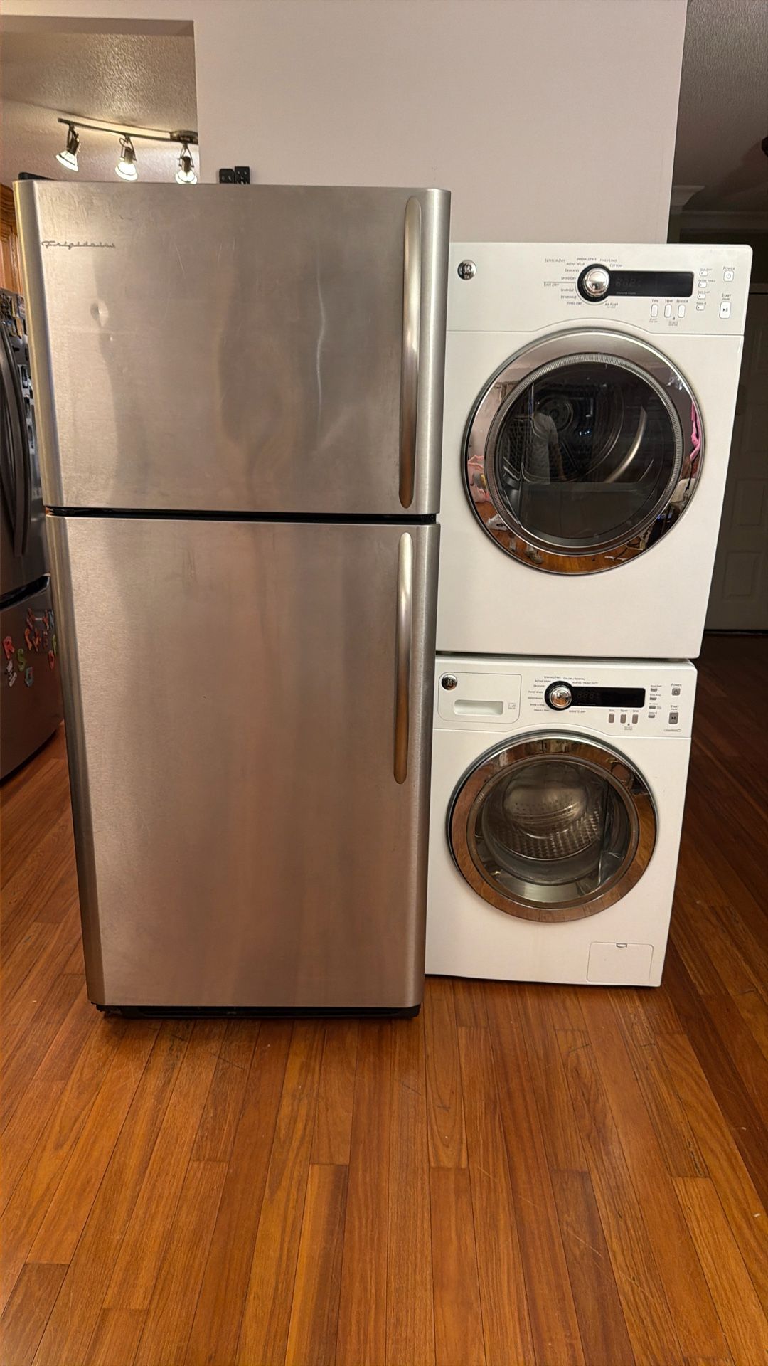 GE Laundry Set And Frigidaire Fridge