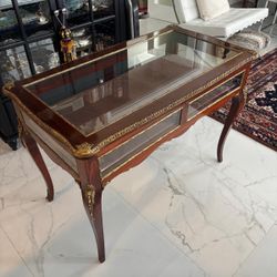 Louis XV Style Mahogany Curio Display Table With Bronze Mounts.   43” wide , 24 “ depth, 29 “ high  $2500