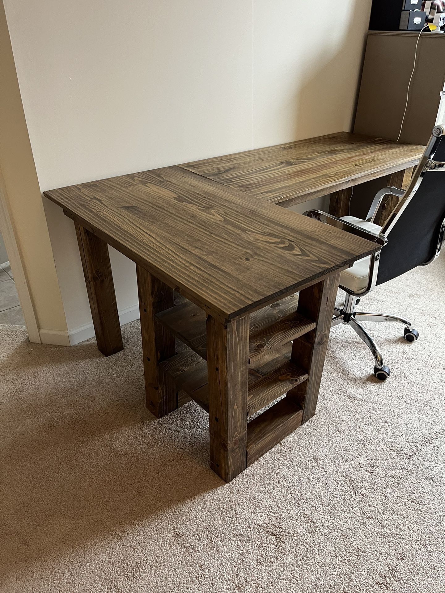 Hand-made Wood Desk And Chair