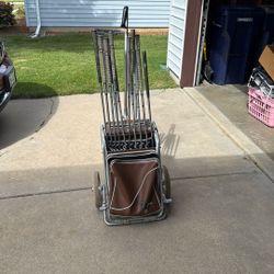 Golf club set with push cart