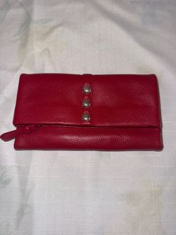 Brighton Nolita Shimmer Large Fold Over Wallet in Red NWOT