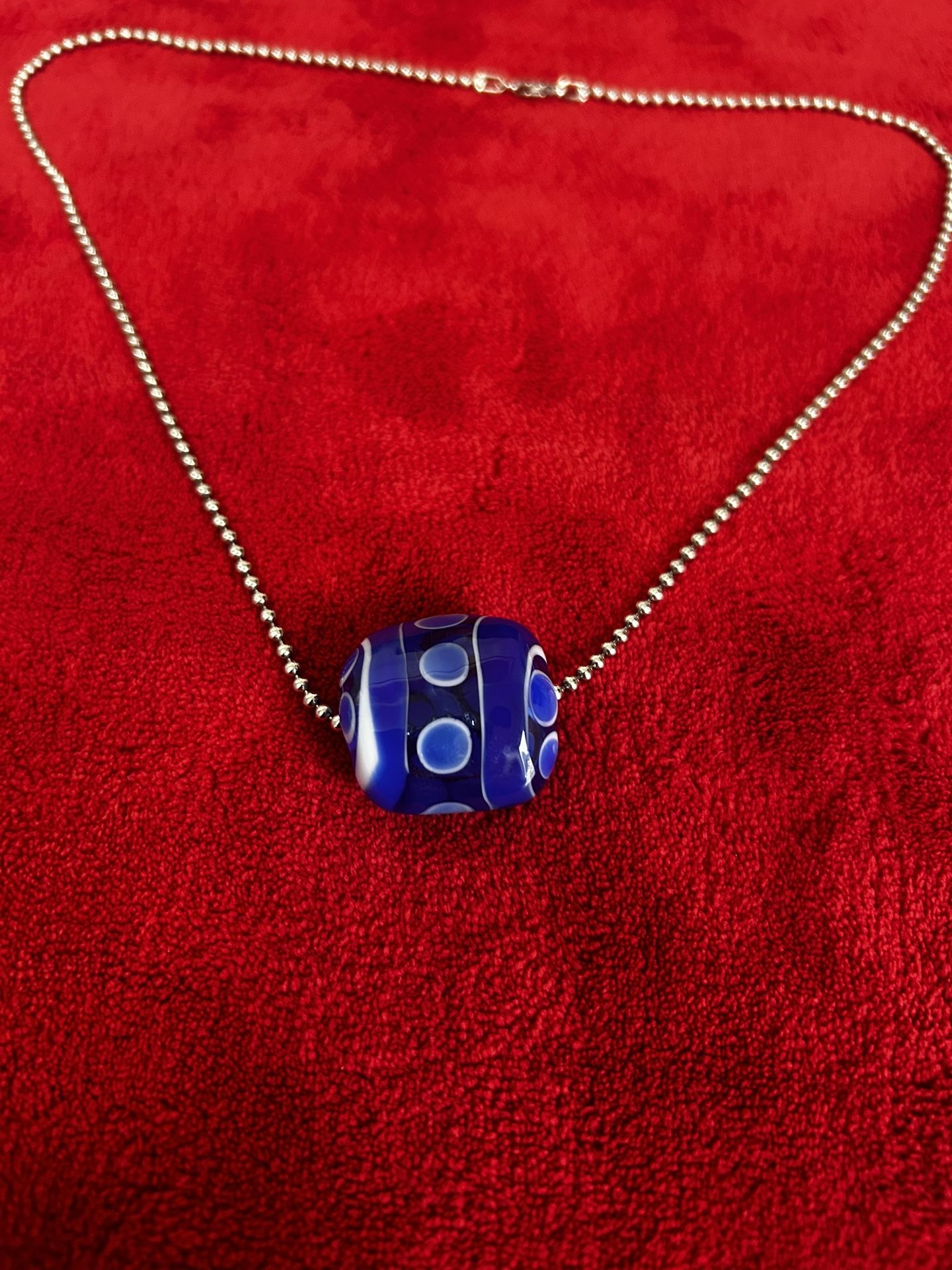 925 Sterling Silver Necklace With Hand Made Focal Bead