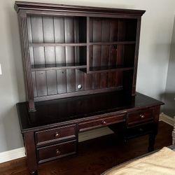 Ballard Designs Solid Dark Wood Desk 