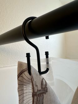 Black Metal Shower Curtain, Rod and Double S-Hook Set