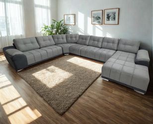 Large Gray U-Shaped Sectional Sofa