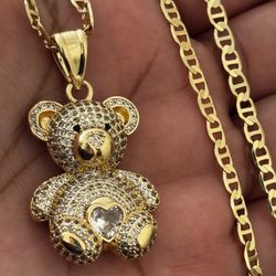 Cute Clear Pendant With 20 Inch Gold Filled Mariner Necklace