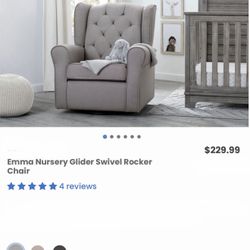 Emma Grey Nursing Chair/Glider/ Rocking Chair/ New In Box 