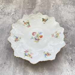 Antique MZ Altrohlau CMR Czechoslovakia Scalloped Saucer Petite Floral 6” c1916